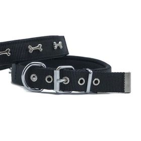 Doggie L Beden Siyah 3x47-55 cm Konfor Dokuma Kemikli Boyun Tasması