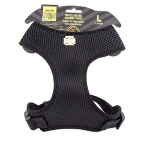 Doggie Large Siyah 2x45 55 cm Havalı Dokuma Küçük Irk Köpek Göğüs Tasması