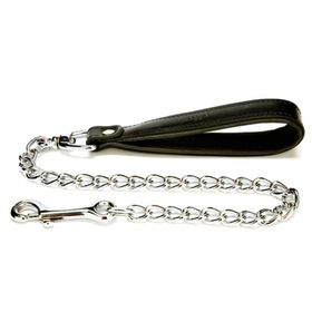 Doggie M 4x110 cm Siyah Comfort Deri Zincir Gezdirme