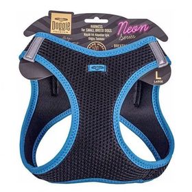 Doggie Mavi 42-48 cm L Beden Havalı Dokuma Neon Serisi Küçük Irk Göğüs Tasması