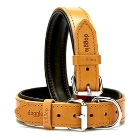 Doggie Medium Camel 3x42 50 cm Comfort Deri Pati Desenli Köpek Boyun Tasması