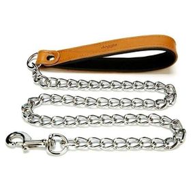 Doggie Medium Camel 4x110 cm Comfort Deri Zincirli Köpek Gezdirme Tasması