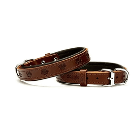 Doggie Medium Kahverengi 2x35-40 cm Comfort Deri Pati Desenli Köpek Boyun Tasması