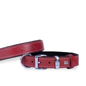 Doggie Medium Kırmızı 3X42-50 cm Comfort Deri Pati Desenli Köpek Boyun Tasması