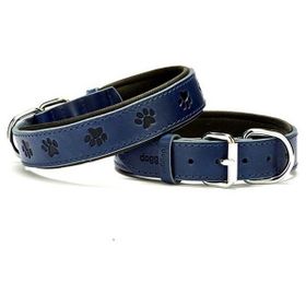 Doggie Medium Mavi 3x42 50 cm Comfort Deri Pati Desenli Köpek Boyun Tasması