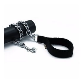 Doggie Polar Dokumadan El Yapımı Zincirli Siyah 4.5x80 cm Köpek Gezdirme Kayışı