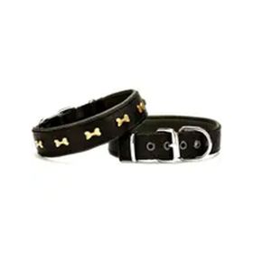 Doggie SBT-2062S Siyah Yumuşak Dokulu Kemik Süslü Köpek Boyun Tasması