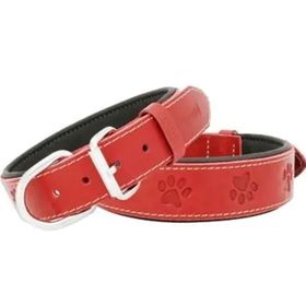 Doggie SBT-4036 L Mavi Yumuşak Dokulu Pati Desenli Deri Boyun Tasması