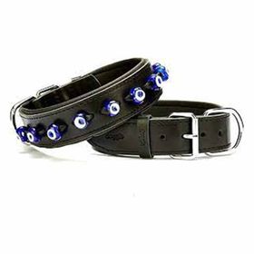 Doggie SBT4023 Siyah 4x52-65 cm Comfort Nazar Deri Boncuklu Köpek Boyun Tasması