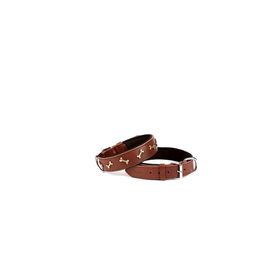 Doggie Small Camel Comfort Deri Kemik Süslü Köpek Boyun Tasması