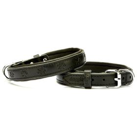 Doggie Small Siyah 2x30-35 cm Comfort Deri Pati Desenli Köpek Boyun Tasması