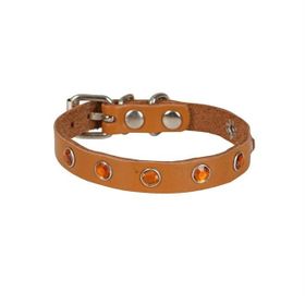 Doggie Taşlı Deri Kamel 1.5x28-32 cm Kedi Tasması