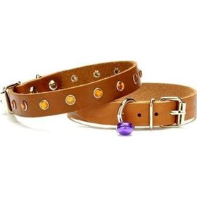 Doggie Taşlı Deri Kamel 1.5x28-32 cm Kedi Tasması