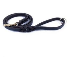 Doggie Yağlı Derili 4 Örgülü 1,4x150 cm Yağlıkahve Eğitim Gezdirme Tasması