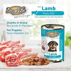 Doglife Puppy Kuzu Etli Yavru 12x400 gr Köpek Konserve Maması