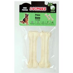 Dogmozz 2x15 cm Beyaz Premium Deri Pres Köpek Kemiği