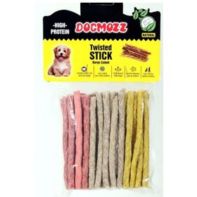Dogmozz Munchy Premium Deri İnce Burgu Stick 50 Adet Köpek Kemiği