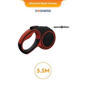 Dogness Otomatik 5.5 mt Kırmızı Şerit Köpek Gezdirme Kayışı