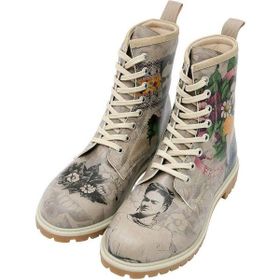 Dogo A Flower From the Past Frida Kahlo Tasarım Gri Vegan Deri Uzun Kadın Bot