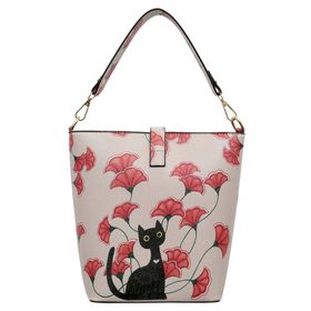 Dogo Black Cats Bring Luck Tasarım Kadın Vegan Deri Çok Renkli El Çantası