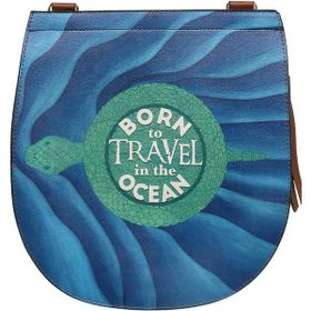 Dogo Born to Travel in the Ocean Tasarım Kadın Vegan Deri Mavi Omuz Çantası