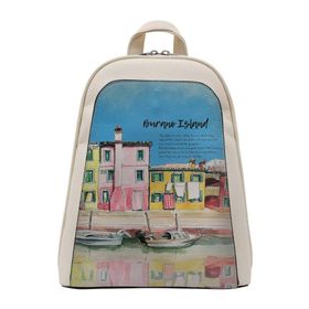 Dogo Burano Island Tasarım Kadın Vegan Deri Beyaz Sırt Çantası
