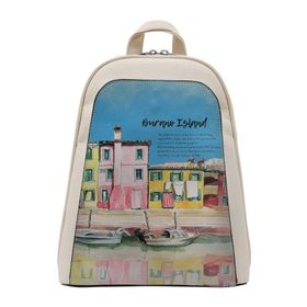 Dogo Burano Island Tasarım Kadın Vegan Deri Beyaz Sırt Çantası