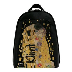 Dogo Gustav Klimt The Kiss Muse Tasarım Kadın Vegan Deri Siyah Sırt Çantası