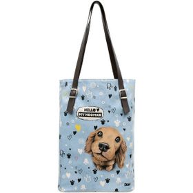 Dogo Hello My Hooman Tasarım Kadın Vegan Deri Mavi Omuz Çantası