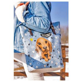Dogo Hello My Hooman Tasarım Kadın Vegan Deri Mavi Omuz Çantası