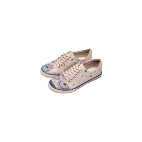 Dogo Kadın Vegan Deri Bej I Never Sleep Tasarım Sneakers