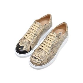 Dogo Kadın Vegan Deri Bej Monochrome Cats Tasarım Sneakers