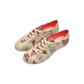 Dogo Kadın Vegan Deri Bej Monochrome Cats Tasarım Sneakers