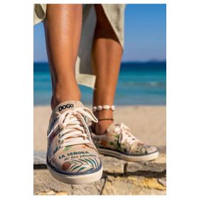 Dogo Kadın Vegan Deri Bej Plant Lady Tasarım Sneakers