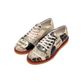 Dogo Kadın Vegan Deri Bej Sleeping Cats Tasarım Sneakers