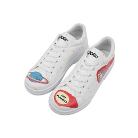 Dogo Kadın Vegan Deri Bej Watercolor and Sailors Tasarım Sneakers