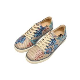 Dogo Kadın Vegan Deri Bej Watercolor Toucan Tasarım Sneakers