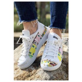 Dogo Kadın Vegan Deri Beyaz Burano Island Tasarım Sneakers