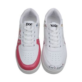 Dogo Kadın Vegan Deri Beyaz Cat Lovers Tasarım Sneakers