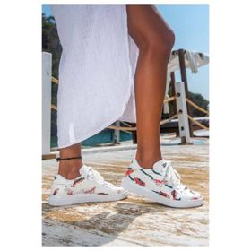 Dogo Kadın Vegan Deri Beyaz Koi World Tasarım Sneakers