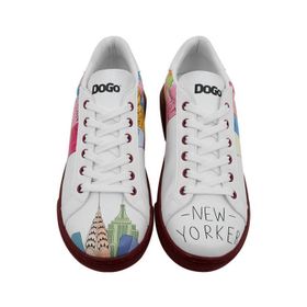 Dogo Kadın Vegan Deri Beyaz Manhattan Tasarım Sneakers