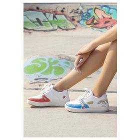 Dogo Kadın Vegan Deri Beyaz Warner Bros Wonder Lola Bunny Tasarım Sneakers
