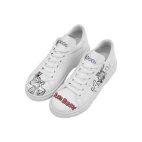 Dogo Kadın Vegan Deri Beyaz What's Up Doc? Bugs Bunny Tasarım Sneakers