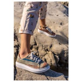 Dogo Kadın Vegan Deri Gri Fishermans House Tasarım Sneakers