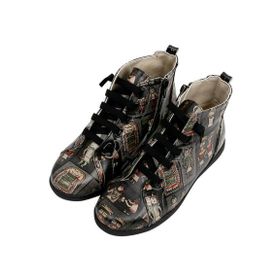Dogo Kadın Vegan Deri Kahverengi Smiley Dogs Tasarım Sneakers