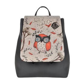 Dogo Night Owl Tasarım Kadın Vegan Deri Siyah Sırt Çantası