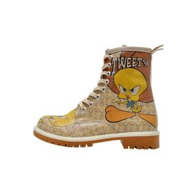 Dogo Tweety Moods Tasarım Bej Vegan Deri Uzun Kadın Bot