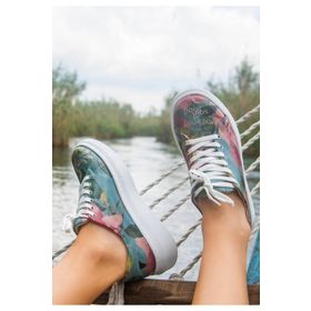 Dogo Vegan Deri Turkuaz Eye Candy&Soul Food Tasarım Kadın Sneakers
