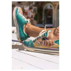 Dogo Vegan Deri Yeşil You Are A Sleepy Red Panda Tasarım Kadın Sneakers