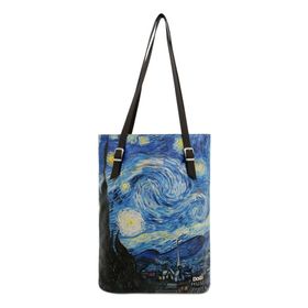 Dogo Vincent van Gogh Starry Dream Muse Tasarım Kadın Vegan Deri Siyah Omuz Çantası
